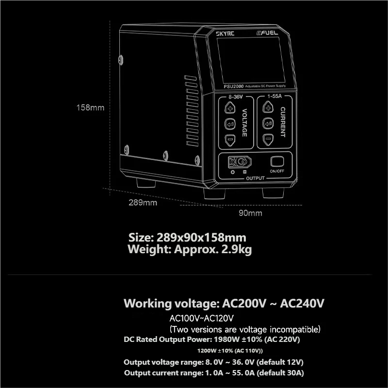 SKYRC PSU2000 1980W Verstelbar - Drone Rc Drone recensie en prijs