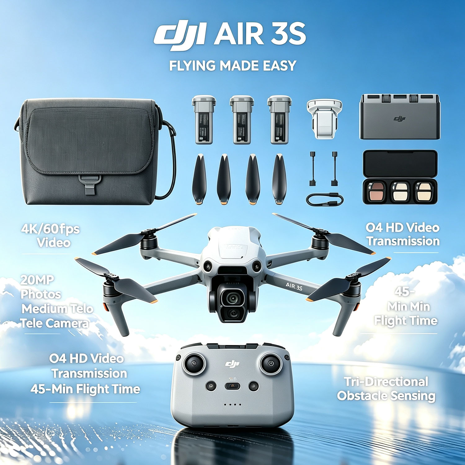 Open Box-DJI Air 3S Fly More C - Drone Rc N3 3 Batteries recensie en prijs